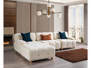 Broadway Ivory 3pc Sectional + Ottoman - Ornate Home