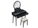 Camilla Black Vanity Dresser w/Mirror and Stool - Ornate Home