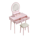 Camilla Pink Vanity Dresser with Mirror and Stool - Ornate Home