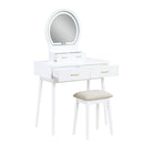 Camilla White Vanity Dresser w/Mirror and Stool - Ornate Home