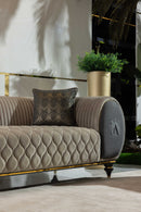 Capella Cocoa and Gray Velvet Sofa - Ornate Home
