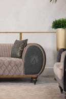 Capella Cocoa and Gray Velvet Sofa - Ornate Home