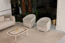 Inci Ivory Velvet Living Room Set / 4pc - Ornate Home