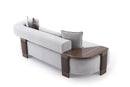 Indigo White & Walnut Sofa w/ Attached Side Table - Ornate Home