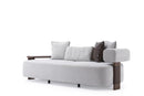 Indigo White & Walnut Sofa w/ Attached Side Table - Ornate Home
