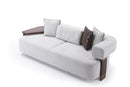 Indigo White & Walnut Sofa w/ Attached Side Table - Ornate Home