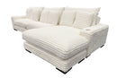 Lindyn II Ivory Jumbo Corduroy 3pc Reversible Sectional Sofa w/ Dual Cupholders & USB Ports - Ornate Home
