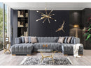 Lipa Gray Velvet Double Chaise "U" Shape Sectional Sofa - Ornate Home