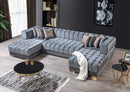Lipa Gray Velvet Double Chaise "U" Shape Sectional Sofa - Ornate Home