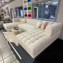 Lipa Ivory Velvet Double Chaise "U" Shape Sectional Sofa - Ornate Home