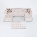 Lipa Ivory Velvet Double Chaise "U" Shape Sectional Sofa - Ornate Home