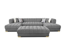 Lipa Morgan Gray Velvet Double Chaise "U" Shape Sectional Sofa - Ornate Home