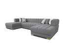 Lipa Morgan Gray Velvet Double Chaise "U" Shape Sectional Sofa - Ornate Home