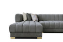 Lipa Morgan Gray Velvet Double Chaise "U" Shape Sectional Sofa - Ornate Home