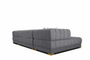 Lipa Morgan Gray Velvet Double Chaise "U" Shape Sectional Sofa - Ornate Home