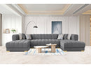 Lipa Morgan Gray Velvet Double Chaise "U" Shape Sectional Sofa - Ornate Home