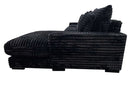 Midnight-Madness ll Black Jumbo Corduroy 3pc Reversible Sectional Sofa w/ Dual Cupholders & USB Ports - Ornate Home