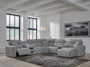 Modmax Salt and Pepper 7-Piece Power Reclining Sectional with Chaise - Ornate Home