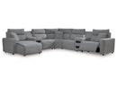 Modmax Salt and Pepper 7-Piece Power Reclining Sectional with Chaise - Ornate Home