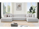 Montecito Ivory Velvet Double Chaise "U" Shape Sectional Sofa - Ornate Home