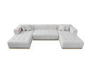 Montecito Ivory Velvet Double Chaise "U" Shape Sectional Sofa - Ornate Home