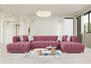 Lipa Pink Velvet Double Chaise "U" Shape Sectional Sofa - Ornate Home