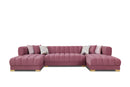 Lipa Pink Velvet Double Chaise "U" Shape Sectional Sofa - Ornate Home