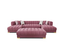 Lipa Pink Velvet Double Chaise "U" Shape Sectional Sofa - Ornate Home