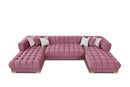Lipa Pink Velvet Double Chaise "U" Shape Sectional Sofa - Ornate Home