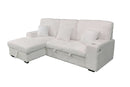 Venice Ivory Corduroy Storage Sleeper Sectional w/ Dual Cupholders & USB Ports - Ornate Home