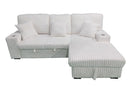Venice Ivory Corduroy Storage Sleeper Sectional w/ Dual Cupholders & USB Ports - Ornate Home