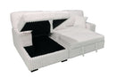 Venice Ivory Corduroy Storage Sleeper Sectional w/ Dual Cupholders & USB Ports - Ornate Home