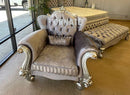 Versailles - Velvet & Antique Platinum - Armchair w/ Pillow - Ornate Home