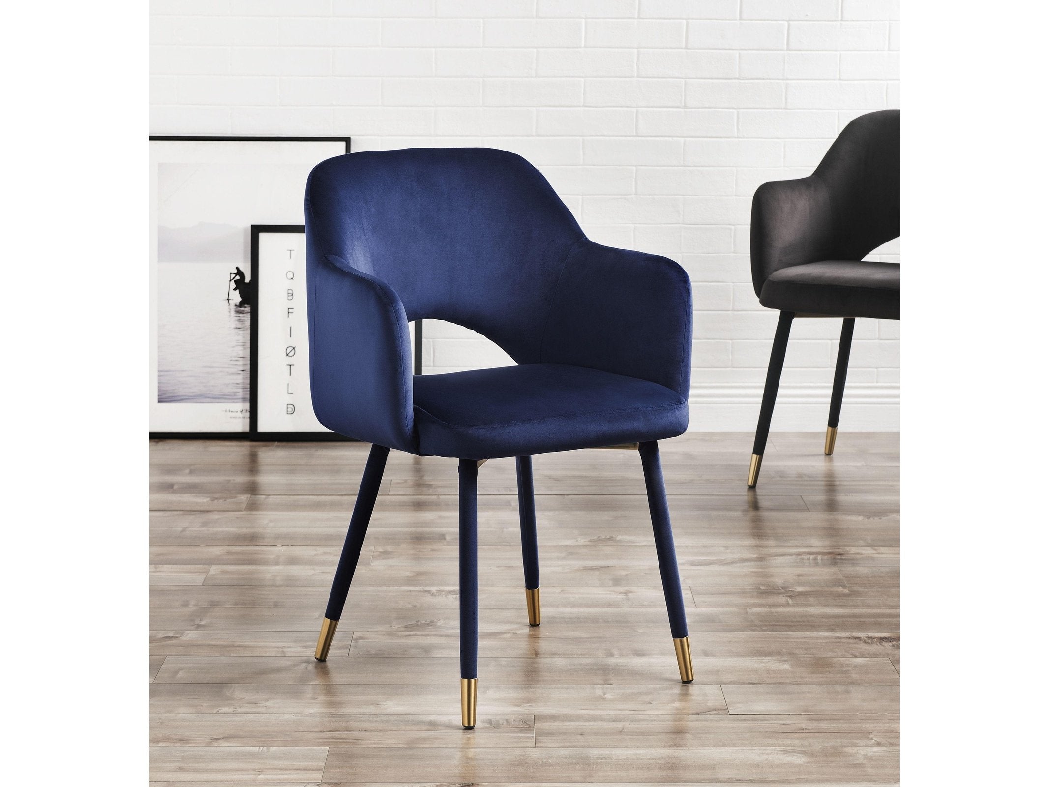 Applewood Ocean Blue Velvet & Gold Accent Chair Ornate Furniture