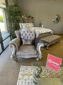 Versailles - Velvet & Antique Platinum - Armchair w/ Pillow - Ornate Home