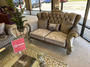 Versailles - Velvet & Antique Platinum - Loveseat w/3 Pillows - Ornate Home