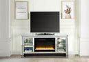 Noralie 59" TV Stand w/ LED Glass Shelves & Fireplace Insert - Ornate Home