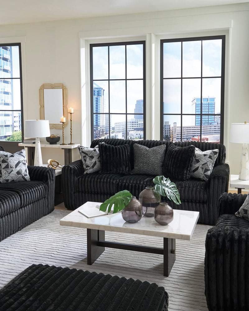 Midnight-Madness Onyx Corduroy Sofa - Ornate Home