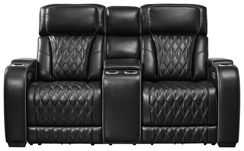 Boyington Black Power Reclining Loveseat with Console (Online Special Price) - Ornate Home