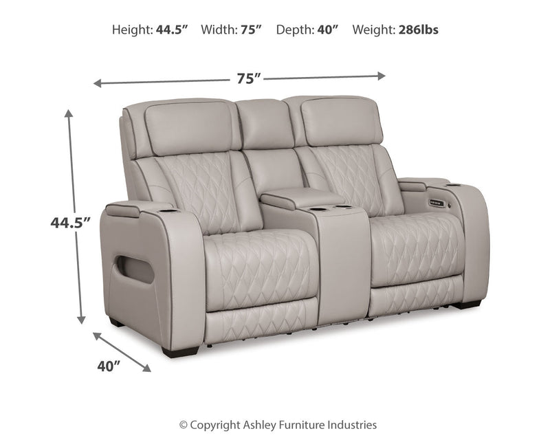 Boyington Gray Power Reclining Loveseat with Console (Online Special Price) - Ornate Home