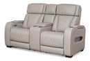 Boyington Gray Power Reclining Loveseat with Console - Ornate Home