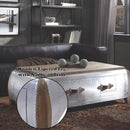 Brancaster Antique Oak & Aluminum Coffee Table - Ornate Home