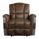 Brancaster Retro Brown/Aluminum Power Motion Recliner - Ornate Home