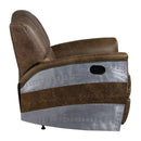 Brancaster Retro Brown/Aluminum Power Motion Recliner - Ornate Home