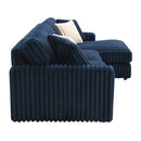 Breton Blue Corduroy Sectional Sofa w/4 Pillows - Ornate Home