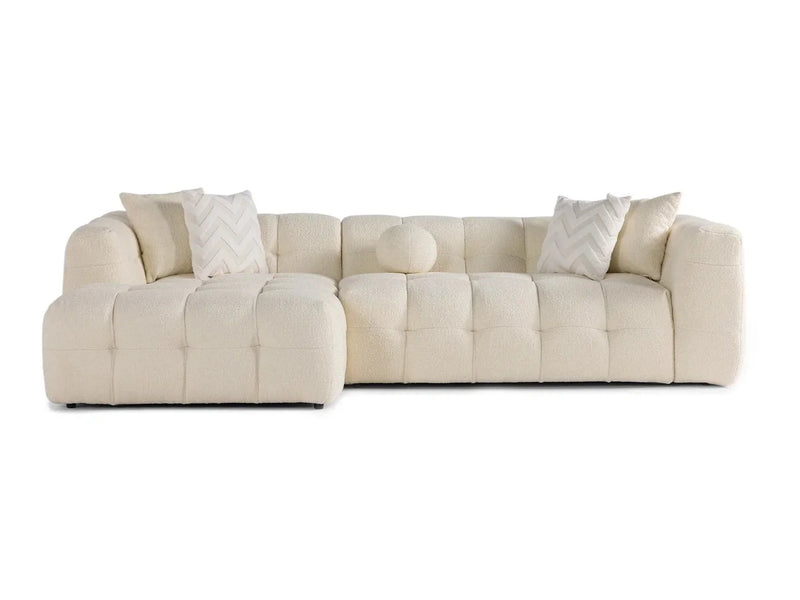 Brooklyn Ivory Boucle LAF Chaise Sectional - Ornate Home