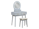 Camilla Gray Vanity Dresser with Mirror and Stool - Ornate Home
