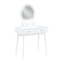 Camilla White Vanity Dresser w/Mirror and Stool - Ornate Home