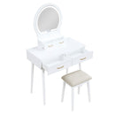 Camilla White Vanity Dresser w/Mirror and Stool - Ornate Home
