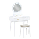 Camilla White Vanity Dresser w/Mirror and Stool - Ornate Home